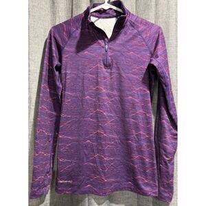 Nike Pro Combat Pullover Womens S Purple Therma-Fit 1/4 Zip Athletic Thumb Holes